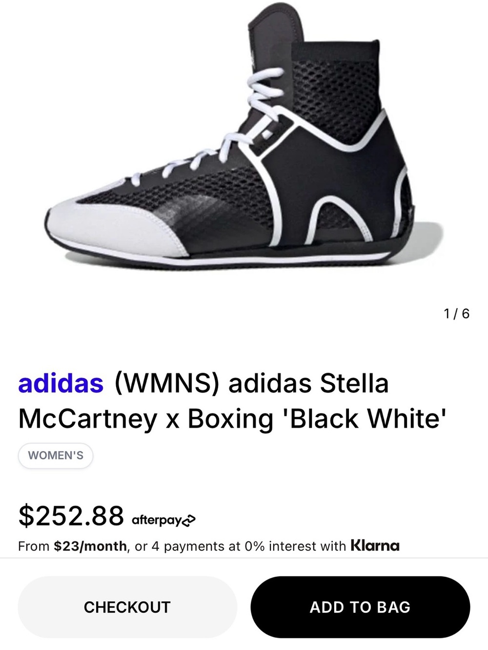 adidas Black & White High-Top Boxing Sneaker